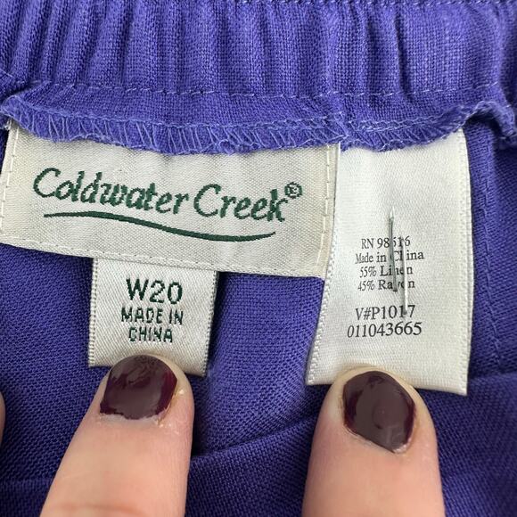 Coldwater Creek 3 Pc Set Purple Teal Floral Size 20 Pants, Cami, & Sheer Jacket - Picture 9 of 16